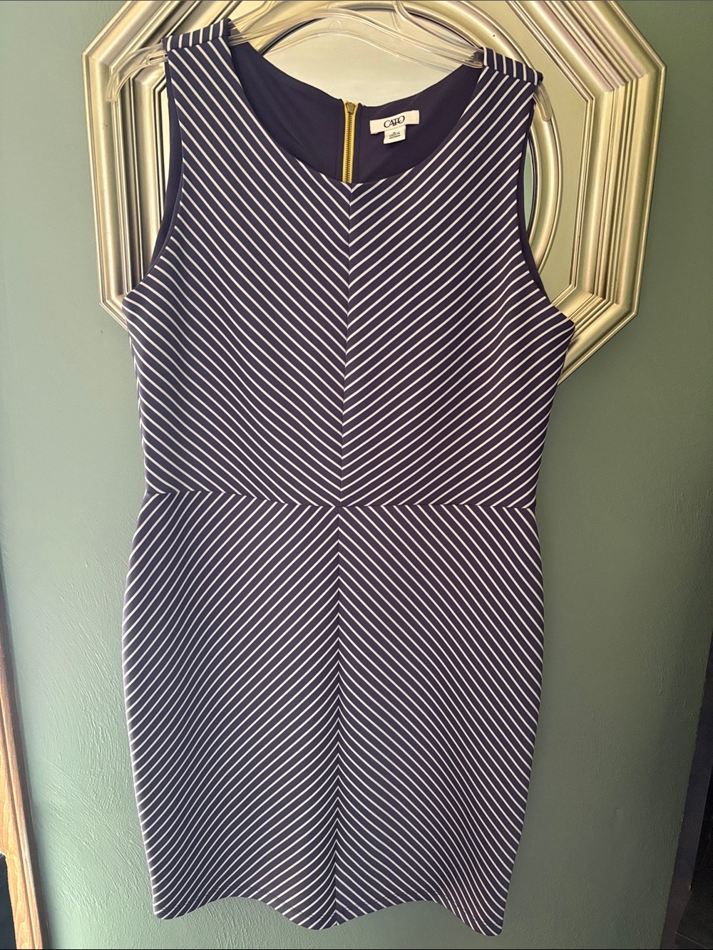 Cato Womens Navy & White Striped Sleeveless Midi Dress size 16